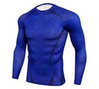 Generisch Haut élastique à manches longues à séchage rapide pour homme, bleu, S