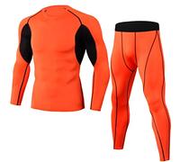 Generisch Haut élastique à manches longues à séchage rapide pour homme, Orange, M