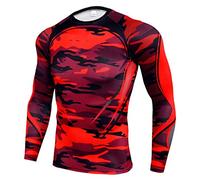 Generisch Haut élastique à manches longues à séchage rapide pour homme, rouge, XL