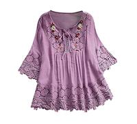 Generisch Haut pour femme en dentelle patchwork, lilas, XXL