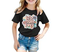 Generisch Hauts à manches longues pour adolescent et bébé fille - T-shirt à manches longues - Rayé - Love Mom, T-shirt J3 noir, 4-5 ans