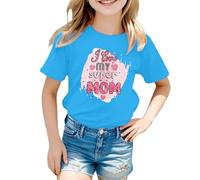 Generisch Hauts à manches longues pour adolescent et bébé fille - T-shirt à manches longues - Rayé - Love Mom, T-shirt J4 bleu ciel, 12-18 mois
