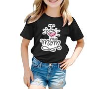 Generisch Hauts à manches longues pour adolescent et bébé fille - T-shirt à manches longues - Rayé - Love Mom, T-shirt J2 noir, 8-9 ans