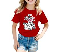 Generisch Hauts à manches longues pour adolescent et bébé fille - T-shirt à manches longues - Rayé - Love Mom, T-shirt J2 rouge, 18-24 mois