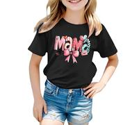 Generisch Hauts à manches longues pour adolescent et bébé fille - T-shirt à manches longues - Rayé - Love Mom, T-shirt J5 noir, 4-5 ans