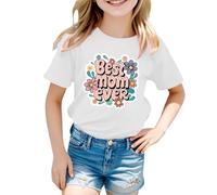 Generisch Hauts à manches longues pour adolescent et bébé fille - T-shirt à manches longues - Rayé - Love Mom, T-shirt J3 blanc, 6-7 ans