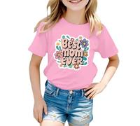 Generisch Hauts à manches longues pour adolescent et bébé fille - T-shirt à manches longues - Rayé - Love Mom, T-shirt J3 rose, 8-9 ans