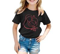 Generisch Hauts à manches longues pour adolescent et bébé fille - T-shirt à manches longues - Rayé - Love Mom, T-shirt J1 noir, 3-4 ans