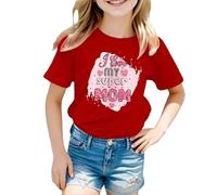 Generisch Hauts à manches longues pour adolescent et bébé fille - T-shirt à manches longues - Rayé - Love Mom, T-shirt J4 rouge, 3-4 ans