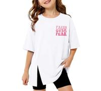 Generisch Hauts d'été décontractés pour filles - T-shirt confortable - T-shirts chrétiens - Chemise graphique double face - Chemise à manches courtes - Léger et aéré - Col rond - Chemisier de sport