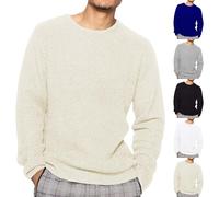 Generisch Henley T-shirt à manches longues pour homme Coupe ajustée Gaufre Pull d'affaires Couleur unie Col rond Pull avec boutonnière pour homme Sweater à manches longues Festival, gris, XXL