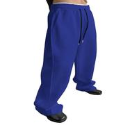 Generisch Herren Freizeithose Loose Fit Gerades Bein Kordelzug Taille Bequeme Hose mit Taschen für den Alltag und Sport, Bleu, M