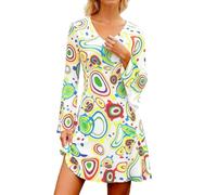 Generisch Hippie Kostoum Robe hippie rétro années 70 tenue disco années 60 Grandes tailles Robe hippie avec bandeau Costume de carnaval Costume de scène Vêtements de fête