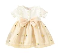 Generisch Histoires de Noël Calendrier de l'Avent pour tout-petit fille Manches courtes Bowknot Imprimé Fruits Tulle Princesse Robe de fête de danse Vêtements Filles à carreaux, Blanc., 12-18 mois