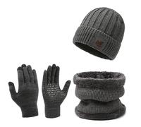 Generisch Hiver Chaud Mode Écharpe en Peluche Gant Ensemble Épais Cyclisme Oreille Surround Chapeau en laine, gris, taille unique