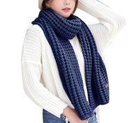 Generisch Hiver Coloré Kint Feel Pashmina Écharpes Élasticité Écharpe Légère Écharpes Chaudes Femmes Hommes Longues Écharpes Écharpes Tricotées Écharpe Cachemire Bonnet et Écharpe Femme, Marine