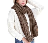 Generisch Hiver Coloré Kint Feel Pashmina Écharpes Élasticité Écharpe Légère Écharpes Chaudes Femmes Hommes Longues Écharpes Écharpes Tricotées Écharpe Cachemire Bonnet et Écharpe Femme, café, taille