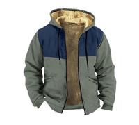 Generisch Hiver Hommes Double Bloc de Couleur Polaire à Capuche Poche à Manches Longues Grande Taille Sweatshirt Veste Rembourrée Vêtements Parka d'hiver Hommes Imperméable, Vert armée., 3XL