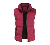Generisch Hiver Hommes Femmes Hiver Mode Décontracté Couleur Unie Fermeture Éclair Col Sans Manches Coton Doublé Gilet Haut Caractéristiques, rouge, 4XL