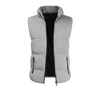 Generisch Hiver Hommes Femmes Hiver Mode Décontracté Couleur Unie Fermeture Éclair Col Sans Manches Coton Doublé Gilet Haut Caractéristiques, gris, XXL