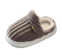 Generisch Hiver Simple Mode Polyvalent Filles Garçons Tout-petits Pantoufles en Coton Petit Enfant Grand Enfant Texture Verticale Chaude Antidérapante Peluche Chaussures en Coton pour la Maison, café