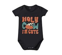Generisch Holy Cow im Cute Vêtements d'éveil à manches courtes avec imprimé de dessin animé pour enfants de 1 à 10 ans, Noir , 6-12 mois