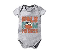 Generisch Holy Cow im Cute Vêtements d'éveil à manches courtes avec imprimé de dessin animé pour enfants de 1 à 10 ans, gris, 6-12 mois