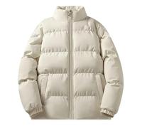 Generisch Homme Couleur unie Design simple Coton Col montant Coupe ample Léger Chaud Idéal Saison froide, kaki, M