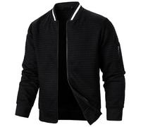 Generisch Homme Couleur Unie - et Hiver Veste Manches Longues Manteau Carré Plaid Zipper Cardigan Sweatshirt Hommes Bottes, Noir , XL