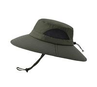 Generisch Hommes Alpinisme Pêche Couleur unie Capuche Corde Extérieur Ombre Pliable Décontracté Respirant Chapeau en Fourrure Chapeau Femme, Vert armée., taille unique