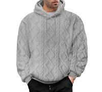 Generisch Hommes Couleur Unie Polaire Tricoté Jacquard Pull à Capuche Décontracté Chaud Tendance Confortable Sweatshirt Pull Noir Homme, gris, 3XL