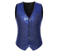 Generisch Hommes décontracté ample confortable couleur unie paillettes taille portefeuille grand compartiment à monnaie, bleu, XXL