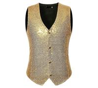 Generisch Hommes décontracté ample confortable couleur unie paillettes taille portefeuille grand compartiment à monnaie, or, S