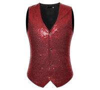 Generisch Hommes décontracté ample confortable couleur unie paillettes taille portefeuille grand compartiment à monnaie, Bordeaux, S