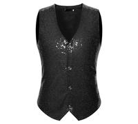 Generisch Hommes décontracté ample confortable couleur unie paillettes taille portefeuille grand compartiment à monnaie, Noir , M