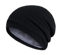 Generisch Hommes et femmes Chapeau tricoté Hiver Extérieur Couleur unie Rayé Chaud Protection des oreilles Chapeaux Écharpe Bonnet Gants Ensemble Femmes, Noir , taille unique