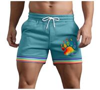 Generisch Hommes Été Couleur Unie Arc-en-ciel Pantalon Poche Cordon de Serrage Ample Décontracté Sport Course Shorts Droits Shorts Plage Pantalons, Vert menthe., XXL