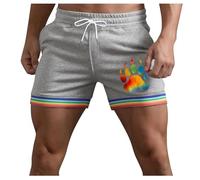 Generisch Hommes Été Couleur Unie Arc-en-ciel Pantalon Poche Cordon de Serrage Ample Décontracté Sport Course Shorts Droits Shorts Plage Pantalons, Gris clair., M