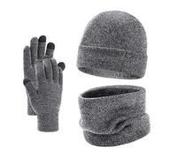 Generisch Hommes Femmes Bonnet d'hiver Écharpe Chaude Gants Écran Tactile Ensemble de Bonnet en Tricot Épais Plus Chaud, GY2., taille unique