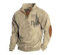 Generisch Hommes Hiver 3D Impression Numérique Col Montant Demi-Zip Sweat à Capuche Manteau Bleu, kaki, 3XL