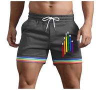 Generisch Hommes LGBT Arc-en-ciel Été Couleur Unie Arc-en-ciel Pantalon Poche Cordon de Serrage Ample Décontracté Sport Course Shorts Droits Shorts Plage Pantalons, gris, 3XL