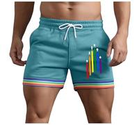 Generisch Hommes LGBT Arc-en-ciel Été Couleur Unie Arc-en-ciel Pantalon Poche Cordon de Serrage Ample Décontracté Sport Course Shorts Droits Shorts Plage Pantalons, Vert menthe., 4XL
