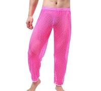Generisch Hommes Mode Hommes Intéressé Creux Mesh Pantalons Mode Loisirs 2026 Sous-vêtements Hommes, Rose, L