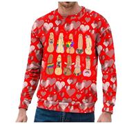 Generisch Hommes Saint-Valentin drôle décontracté ample col rond capuche commerce extérieur sweat à capuche veste en tricot épais homme rouge, rouge, L