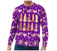 Generisch Hommes Saint-Valentin drôle décontracté ample col rond capuche commerce extérieur sweat à capuche veste en tricot épais homme rouge, lilas, XXL