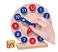Generisch Horloge éducative pour - Aide à l'apprentissage en Bois avec Aiguilles Mobiles et 18 Cartes - Jouet pour l'école à la Maison, la Salle de Classe et Les élèves du Primaire