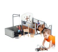 Generisch Horse Barn Playset Model Horse Farm Set | Ensemble de figurines d'animaux de la ferme pour fille avec collection Horses Figures, plaisir réaliste, faites pour Pâques, anniversaire, fête des