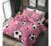 Generisch Housse De Couette 220x260 Rose Football Adulte Enfant, Parure De Lit 220x260 Motif Cute Kawaii Fille 2 Person avec Fermeture éclair, 2 Taie d'oreiller, Linge De Lit 100% Microfibre, LS4514