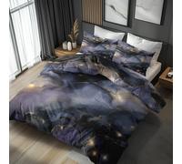 Generisch Housse De Couette Stars 140x200 Adulte Enfant, Parure De Lit Abstrait Espace 1 Person avec Fermeture éclair, 1 Taie d'oreiller, Linge De Lit 100% Microfibre