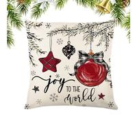 Generisch Housse de coussin décorative de Noël - Housse de coussin décorative - Housse de coussin rouge avec imprimé sapin de Noël - Pour chambre à coucher
